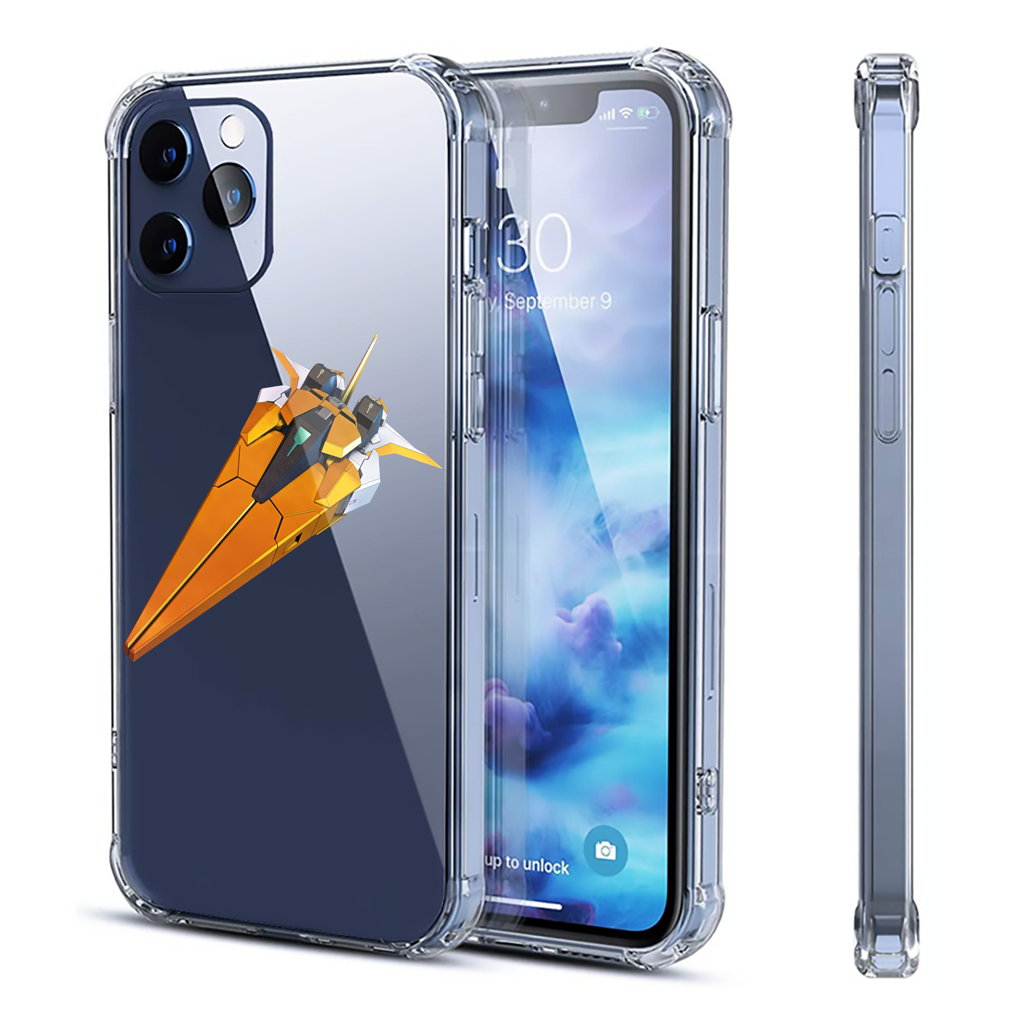 （画像用） 機動戦士ガンダム Mobile Suit Gundam 【iPhone 12シリーズ対応】透明スマホケース（クリアソフトケース）